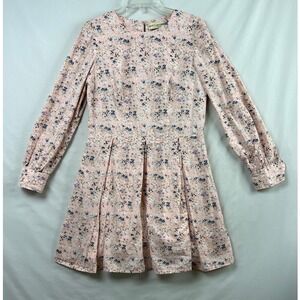 Hearts and Found Floral Dress Womens M/L Pink Pleated Fit & Flare Cottage Core
